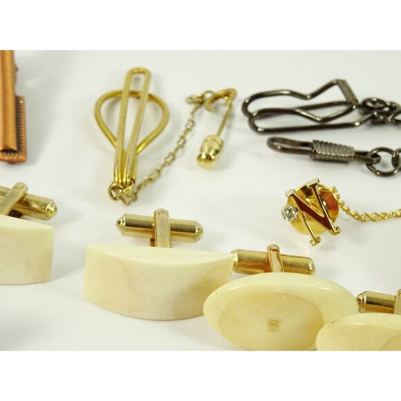 Mens Jewelry Lot Vintage Modern Cufflinks Pocket Watch Tie Clips Etc 30pc - Picture 13 of 16
